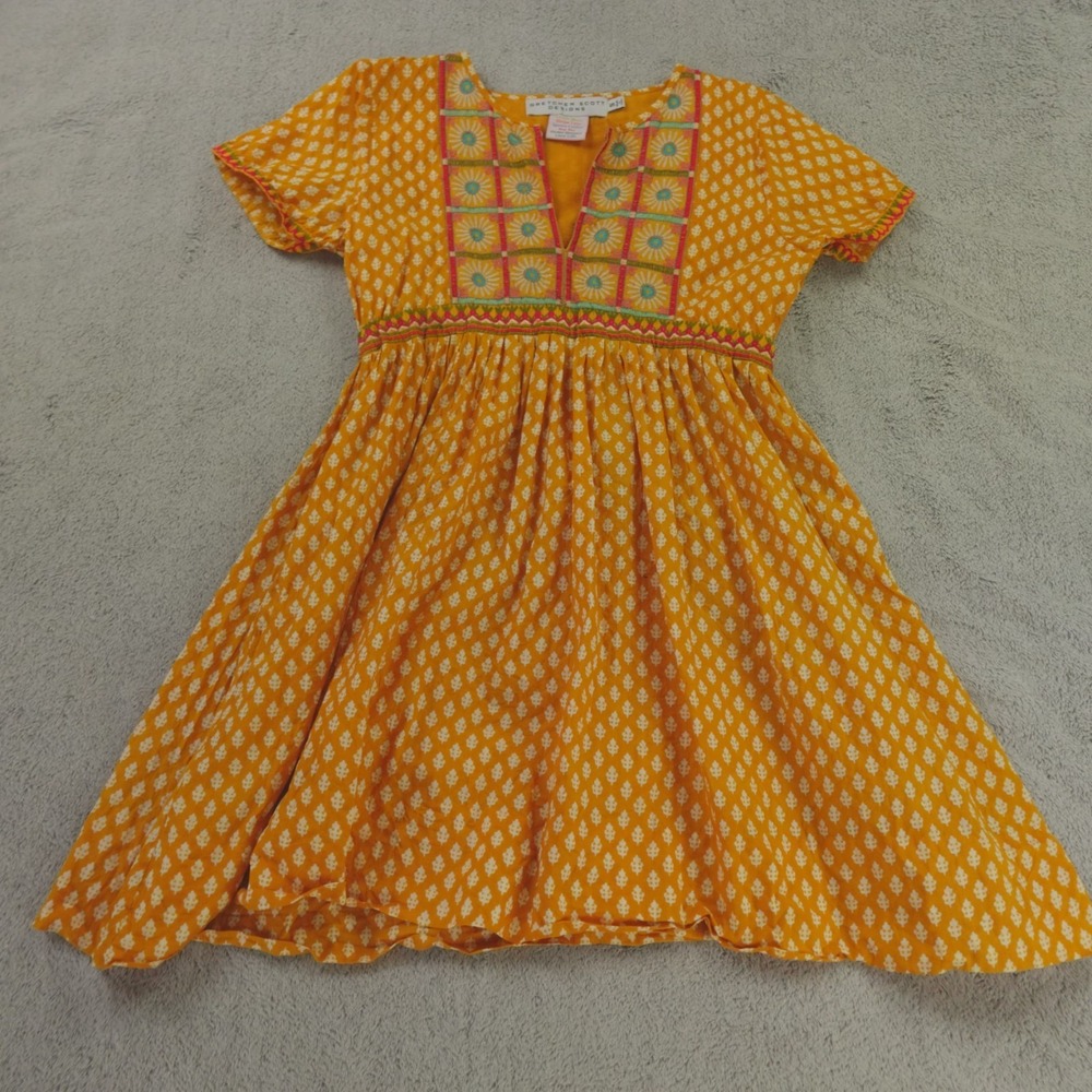 Gretchen Scott Dress Block Print Embroidered Floral‎